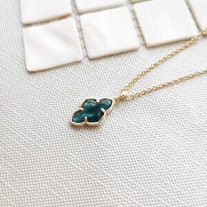 NEW❤️ Kendra Scott Framed Abbie Gold Teal Tiger’s Eye Short Necklace ❤️